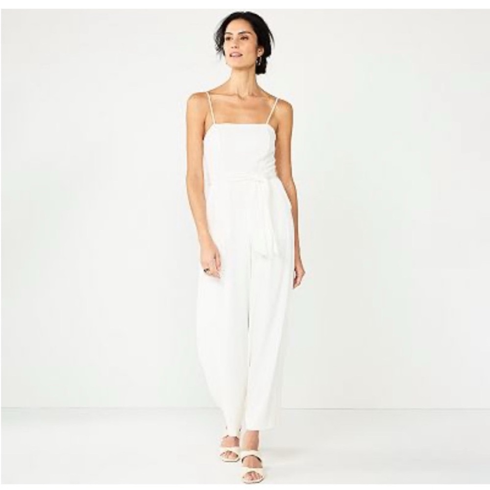 Nine West White Spaghetti Strap Jumpsuit